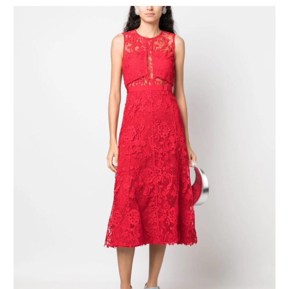 Self portrait floral sleeveless red mini dress